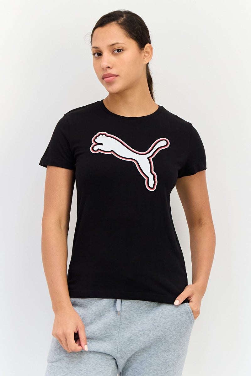 PUMA تي شيرت رياضي نسائي بأكمام قصيرة، خارجي، أسود - Image 1