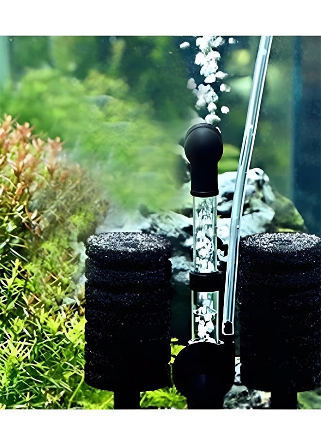 إيليلي فلتر إسفنجي مع فلتر إسفنجي مزدوج لحوض السمك الحيوي، فلتر مياه بيوكيميائي مزدوج يعمل بالطاقة، فلتر رغوي غاطس هادئ لحوض الأسماك بالمياه العذبة والمالحة - Image 5