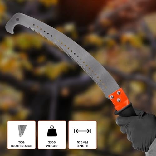 Veltrix 21-inch Pruning Hand Saw with Single Hook Blade | Sharp Heavy Duty Tree Saw for Branch Cutting & Woodworking | Lightweight Durable Landscaping Tool for Gardening and Outdoor Use - Image 3