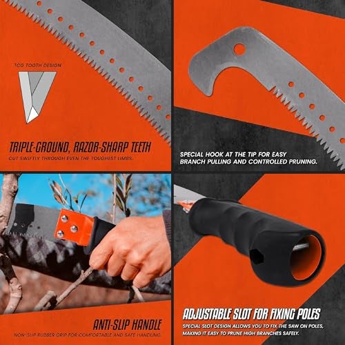 Veltrix 21-inch Pruning Hand Saw with Single Hook Blade | Sharp Heavy Duty Tree Saw for Branch Cutting & Woodworking | Lightweight Durable Landscaping Tool for Gardening and Outdoor Use - Image 4