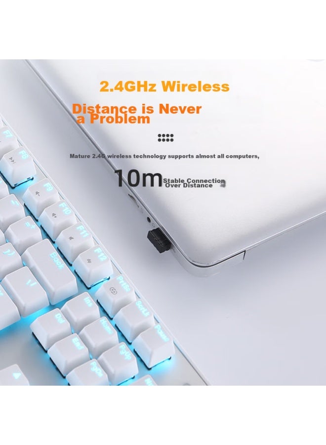 Daryo Dareu Ek810 Tri-mode Wireless Keyboard, Mechanical Keyboard, Office Keyboard With Bluetooth 2.4, Gaming Keyboard, Rechargeable With 2000mah Long Battery Life, White Brown Switch - Image 5
