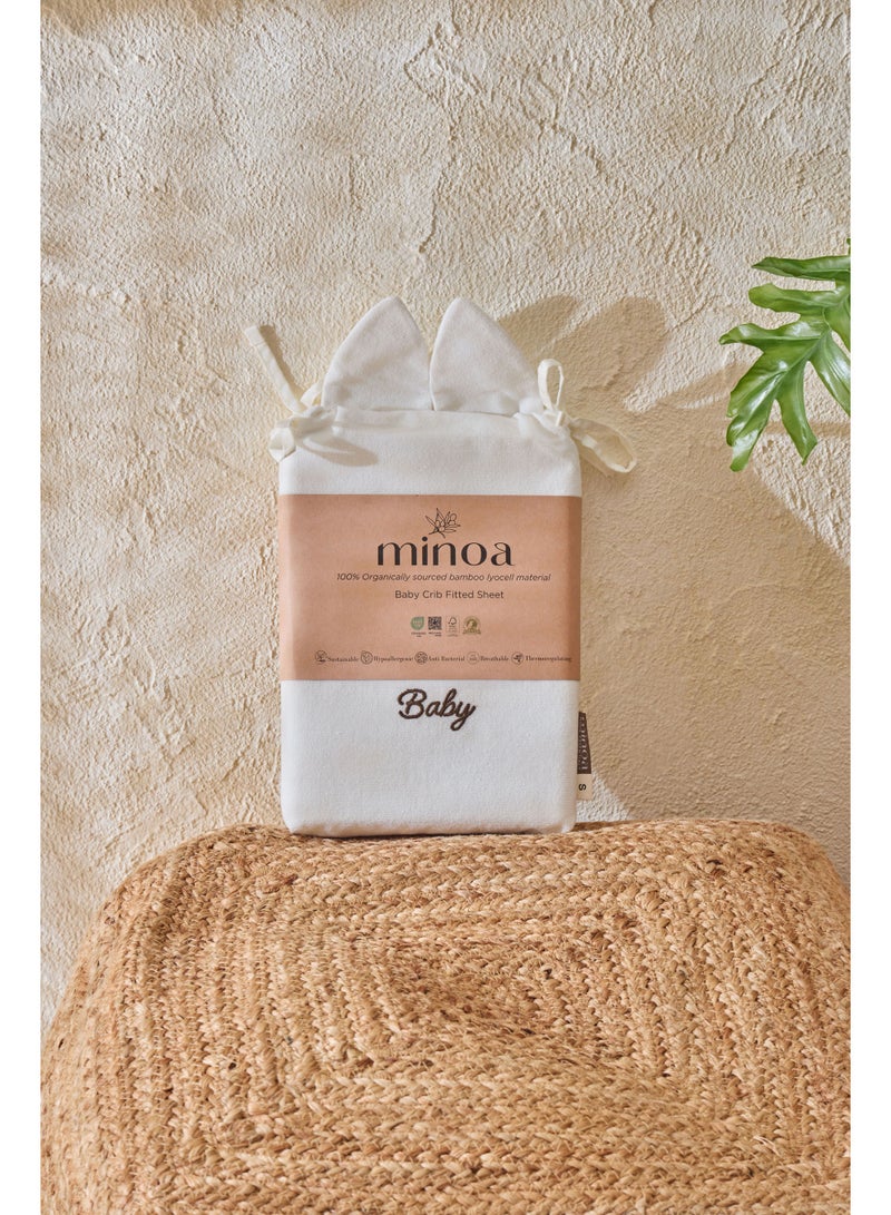 Minoa Baby Bamboo Fitted Crib Sheet, M (70 cm x 140 cm), Light Grey - Image 3
