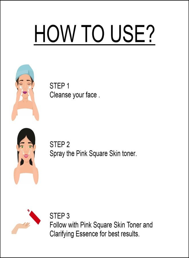 Pink Square Rose Face Toner Refreshing Face Mist & Toner | Toner for Hydrating Skin | Alcohol-Free Mist & toner for open pores Tightening Pack of 4 of 100 ML - Image 2