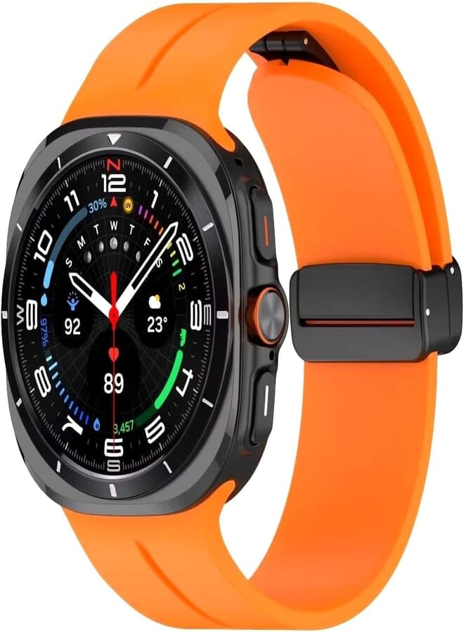 Next Next Store Compatible with Samsung Galaxy Watch 7 Ultra 47mm (2024), Soft Silicone Magnetic Closure Adjustable Replacement Sport Strap - for Men Women