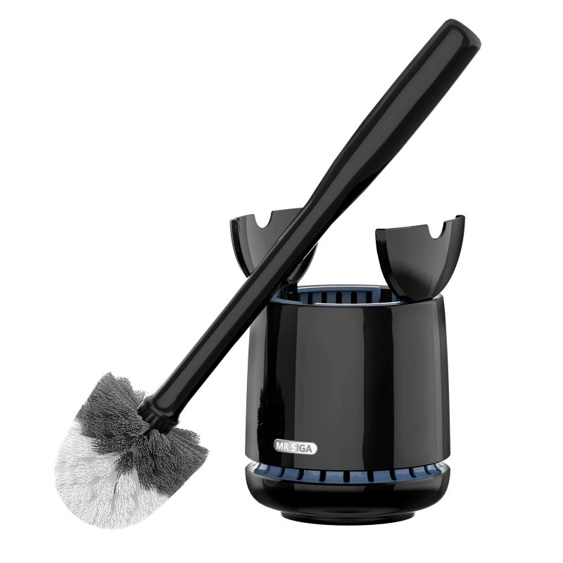Mr Siga MR.SIGA Toilet Bowl Brush and Holder, Premium Quality, with Solid Handle and Durable Bristles for Bathroom Cleaning, Black, 1 Pack - Image 1