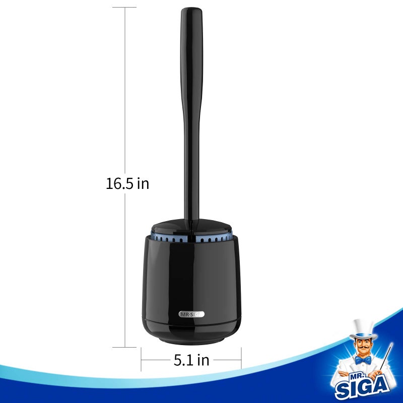 Mr Siga MR.SIGA Toilet Bowl Brush and Holder, Premium Quality, with Solid Handle and Durable Bristles for Bathroom Cleaning, Black, 1 Pack - Image 4