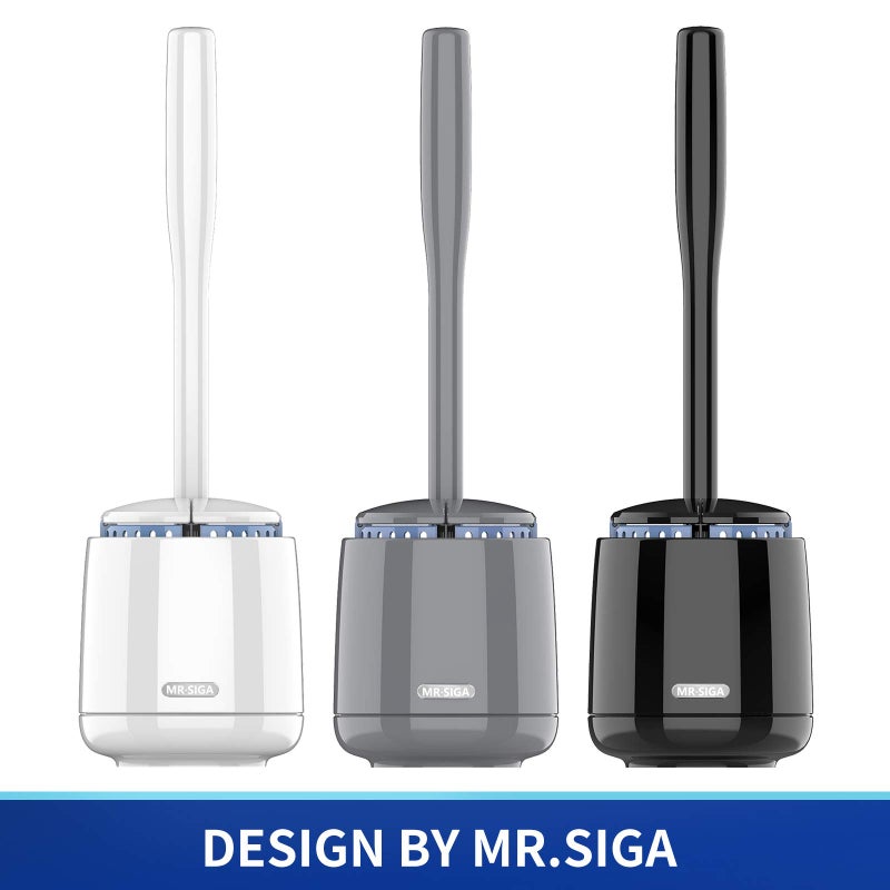 Mr Siga MR.SIGA Toilet Bowl Brush and Holder, Premium Quality, with Solid Handle and Durable Bristles for Bathroom Cleaning, Black, 1 Pack - Image 2