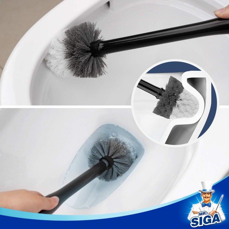 Mr Siga MR.SIGA Toilet Bowl Brush and Holder, Premium Quality, with Solid Handle and Durable Bristles for Bathroom Cleaning, Black, 1 Pack - Image 5