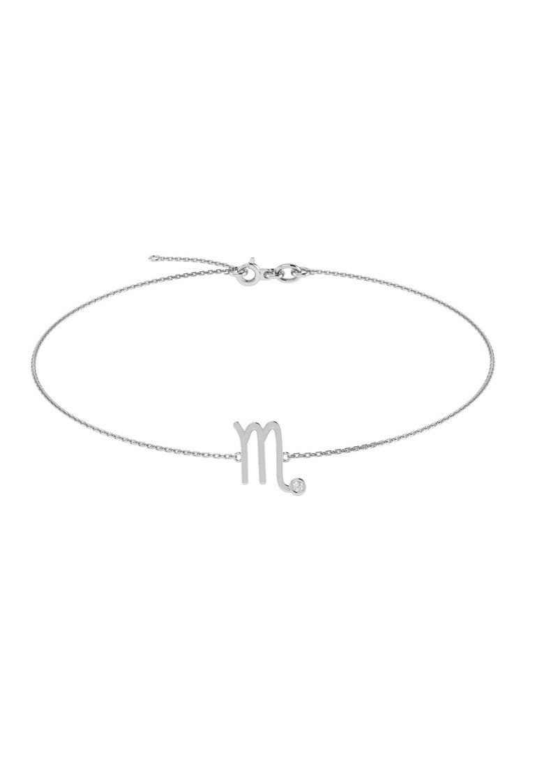 Capri Gold - Capri Gold 18K White Gold Scorpio Zodiac Sign Bracelet with Diamond - Image 1