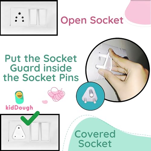 KidDough Baby Proofing Electrical Protector Socket Plug Cover Guards - Pack of 12, White, Open Socket Guards Protector for Kids Safety, Electric Plugs Cover, Baby Safety Product - Image 5