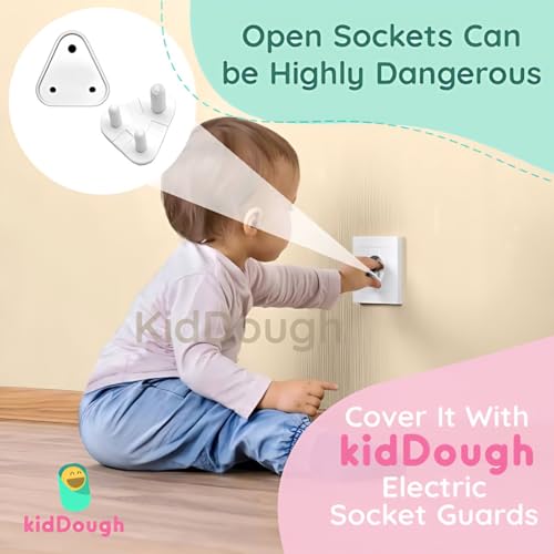KidDough Baby Proofing Electrical Protector Socket Plug Cover Guards - Pack of 12, White, Open Socket Guards Protector for Kids Safety, Electric Plugs Cover, Baby Safety Product - Image 3