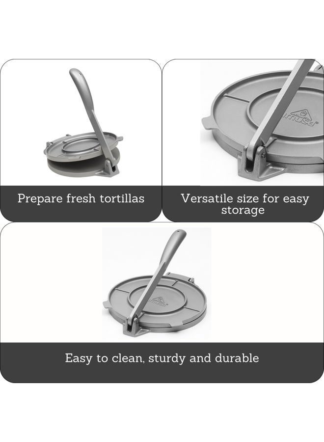Imusa MEXI-86009M Cast Aluminum Tortilla & Roti Press 8-Inch, Silver, Light Grey - Image 3