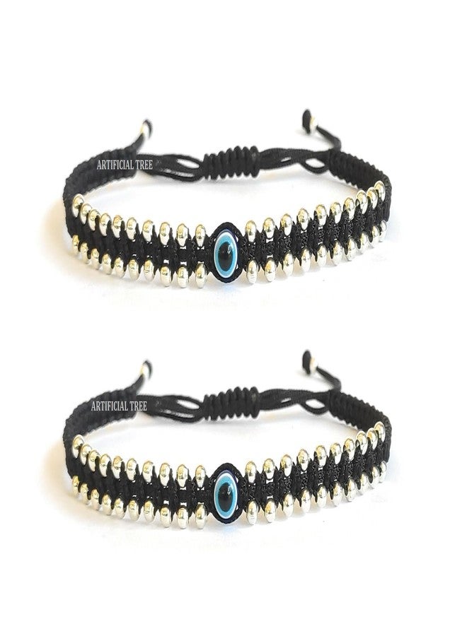 ARTIFICIAL TREE German Silver Charms Black Thread Adjustable Anklets for Women and Girls | Nazar Battu - 2 Piece Set (AT ANK 071) - Image 1