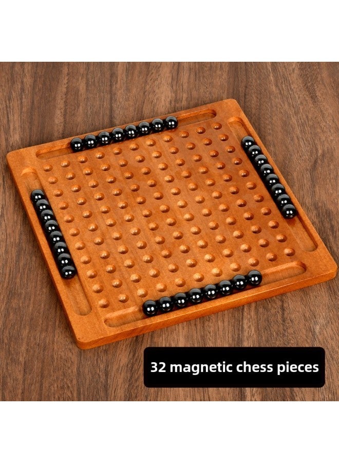 Solid Wood Thunder Magnetic Induction Chess Puzzle Fun Battle Toys Children's Thinking Training Suction Stone Desktop Games-color:Solid Wood Magnetic Sensor Chess (with 32 Magnetic Beads) - Image 1