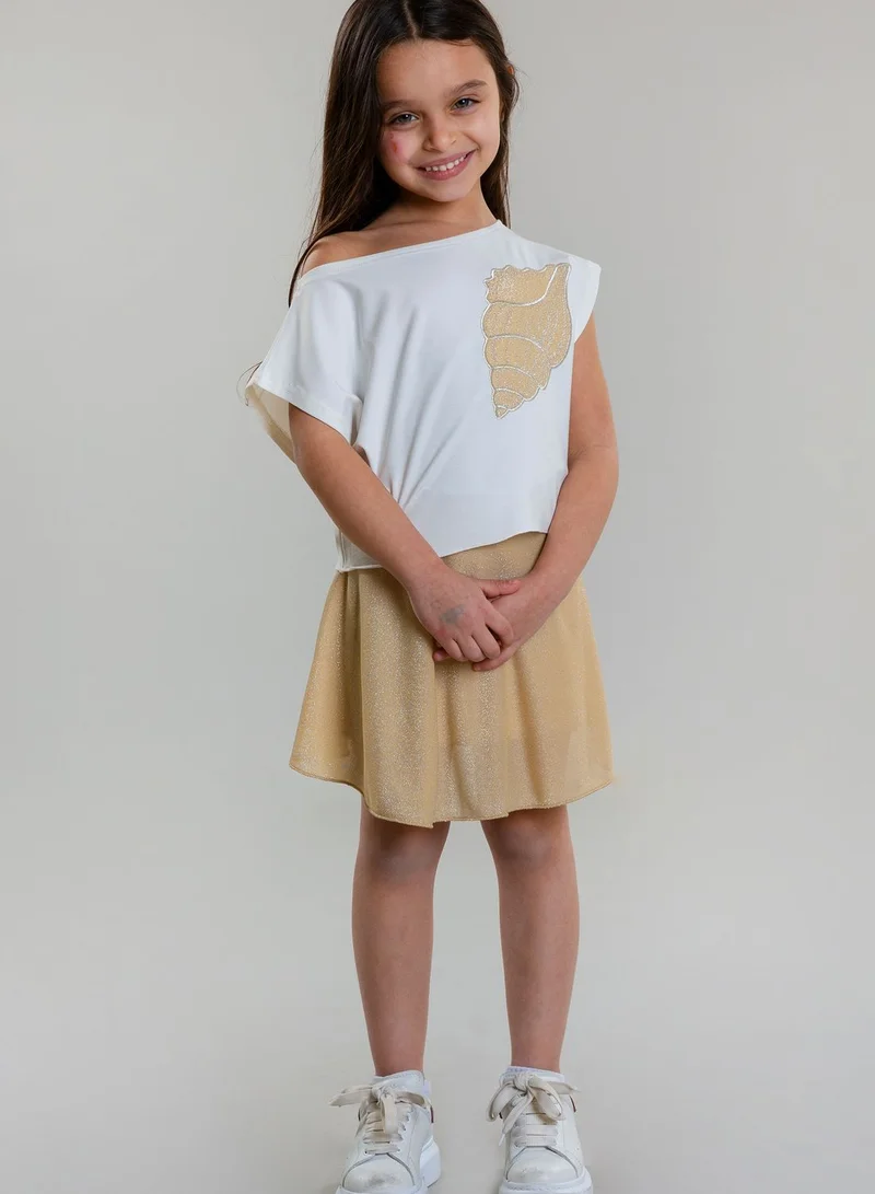 Pear Concept Kids Seashell Embroidered T-Shirt