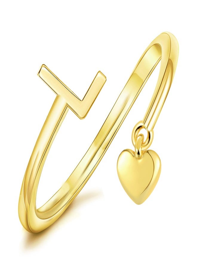 MYYOII Gold Initial Ring for Women Dainty Initial Heart Non Tarnish Gold Rings 14K Gold Plated Alphabet Letter Rings Open Statement Ring Adjustable Thumb Pinky Ring for Women - Image 1