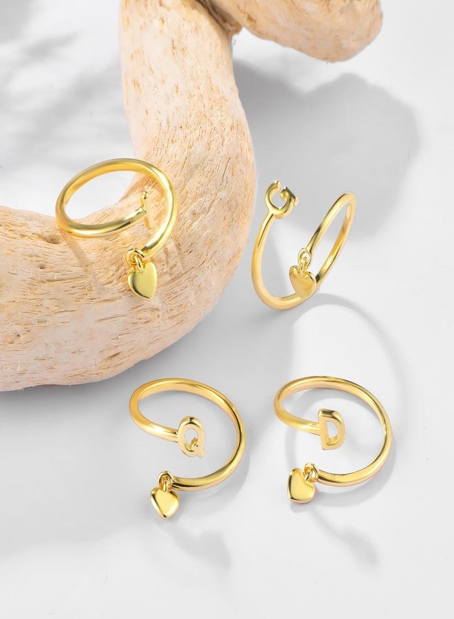 MYYOII Gold Initial Ring for Women Dainty Initial Heart Non Tarnish Gold Rings 14K Gold Plated Alphabet Letter Rings Open Statement Ring Adjustable Thumb Pinky Ring for Women - Image 5