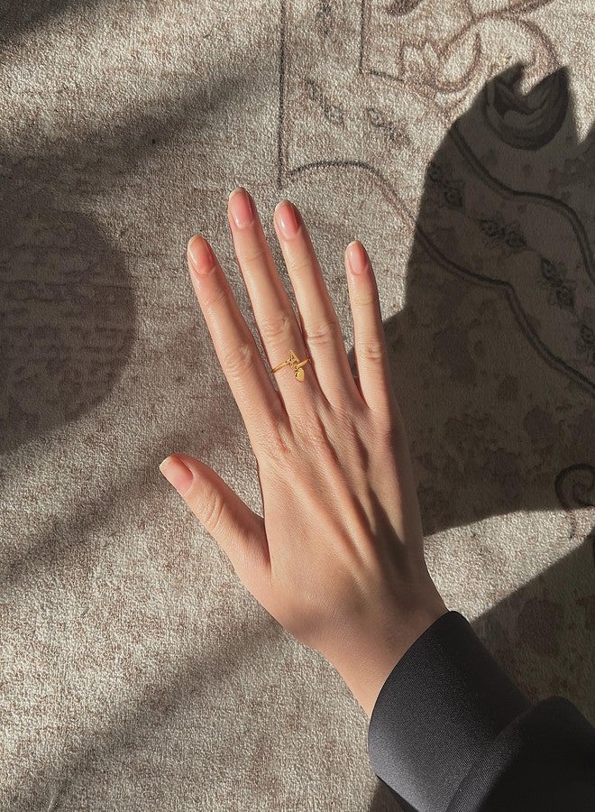 MYYOII Gold Initial Ring for Women Dainty Initial Heart Non Tarnish Gold Rings 14K Gold Plated Alphabet Letter Rings Open Statement Ring Adjustable Thumb Pinky Ring for Women - Image 4