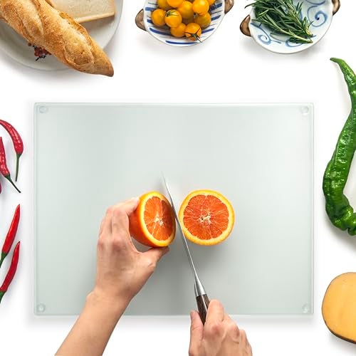 Kitchenville Glass Cutting Board 16"x12": Tempered Glass Kitchen Counter Protector - Durable- Scratch-Resistant, Heat-Proof - Design 6 - Woven Textured Design - Image 1