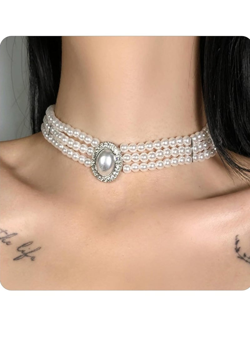 Oasisgalore Pearl Choker Pearl Necklace for Women Vintage Jewelry - Image 1