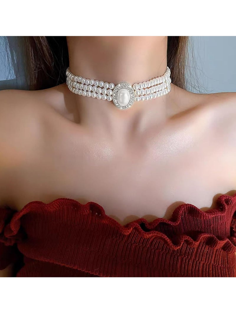 Oasisgalore Pearl Choker Pearl Necklace for Women Vintage Jewelry - Image 4