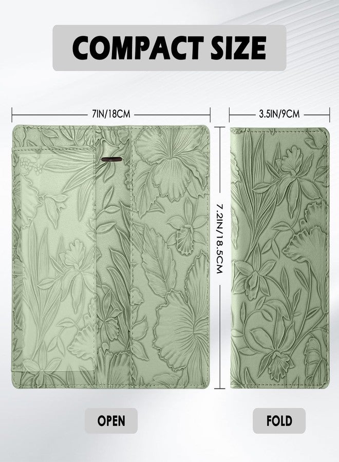 Pisypox Checkbook Cover for Personal Checkbook，Soft PU leather with a detailed embossed flower pattern，with Pen Holder & Built-in Clear Plastic Divider for Duplicate Checks, Blue - Image 2