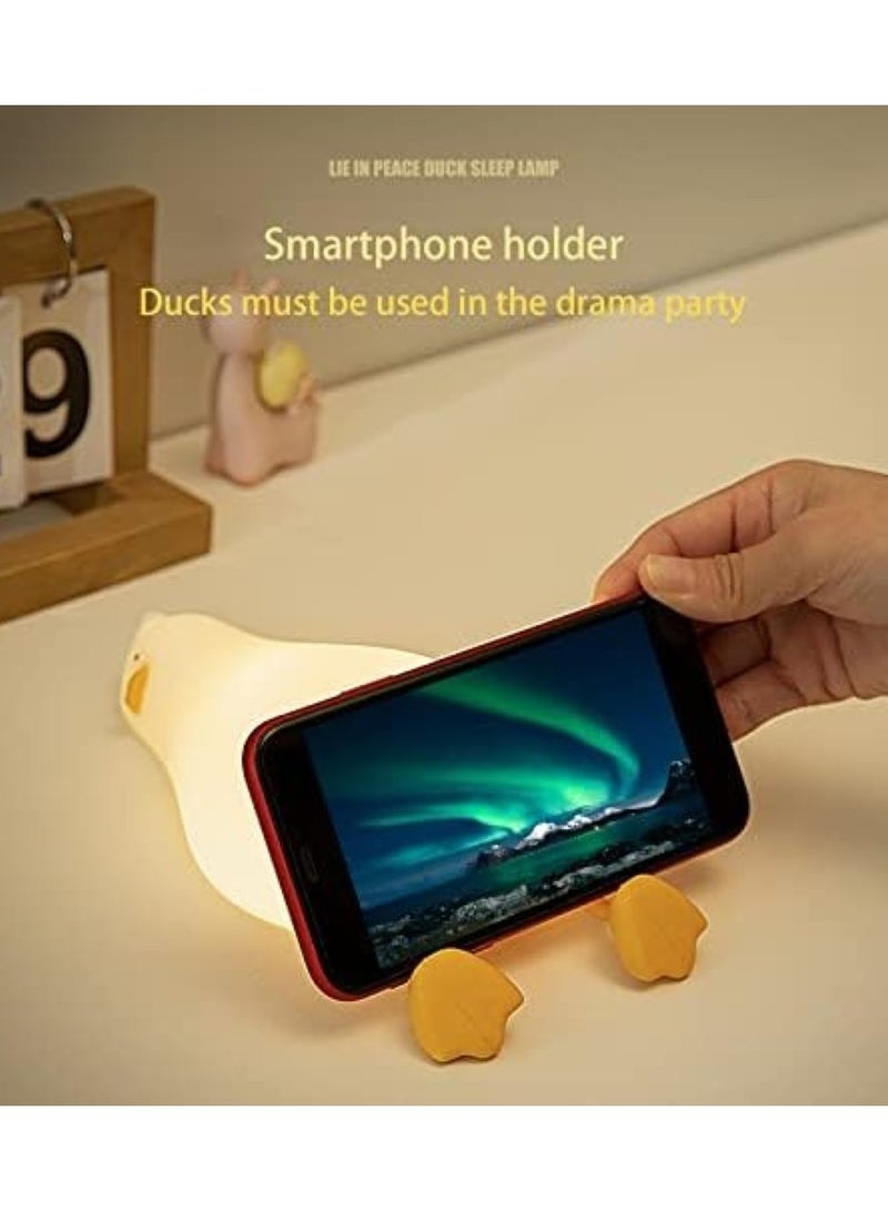 بيتا مصباح بطة مستلقية مسطحة، مصباح LED على شكل بطة ناعمة، مصباح بطة مضيء لطيف، مصباح ليلي مصنوع من السيليكون قابل للتعتيم، مصباح بجانب السرير قابل لإعادة الشحن يعمل باللمس للرضاعة، مصباح ليلي لغرفة الأطفال. - Image 4