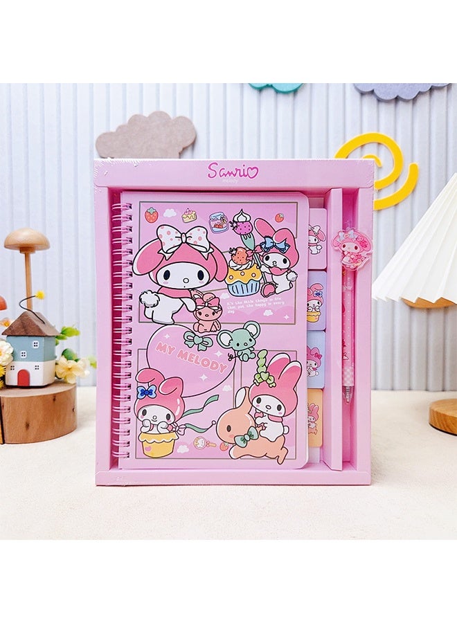 سانريو دفتر ملاحظات لطيف برسومات كرتونية كاواي مع قلم، طقم دفتر ملاحظات يدوي للبنات، مناسب لمذكرات المدرسة، دفتر ملاحظات للسفر، هدية للكتابة والرسم. - Image 2