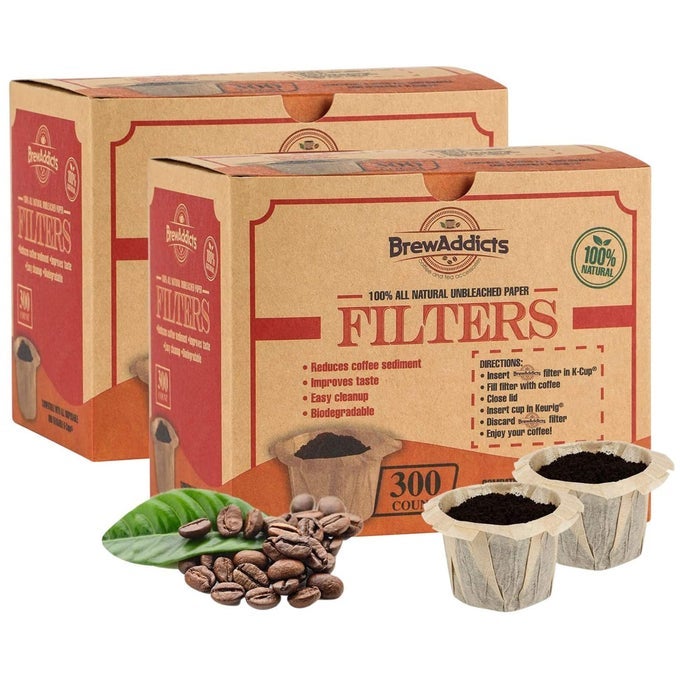 600 PAPER COFFEE SINGLEUSE FILTERS BROWN ALLNATURAL UNBLEACHED FOR KEURIG BREWERS AND COMPATIBLE WITH KCUP PODS 10 20 MODELS DISPOSABLE FILTERS