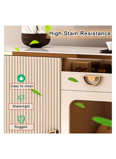 AWD Modern Sideboard Cabinet with Smart Water Heating Function, Touch Panel, Gold Accents, Fluted Doors, and Glass Display Stylish Buffet Sideboard for Dining Room, Living Room, or Entryway  - Image 4