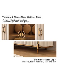 AWD Modern Sideboard Cabinet with Smart Water Heating Function, Touch Panel, Gold Accents, Fluted Doors, and Glass Display Stylish Buffet Sideboard for Dining Room, Living Room, or Entryway  - Image 3
