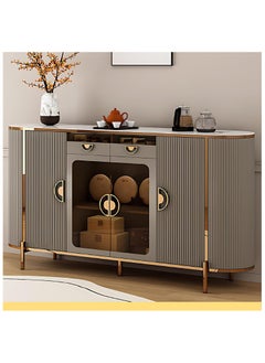 AWD Modern Sideboard Cabinet with Smart Water Heating Function, Touch Panel, Gold Accents, Fluted Doors, and Glass Display Stylish Buffet Sideboard for Dining Room, Living Room, or Entryway  - Image 1