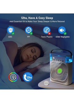 Hihonor Portable Air Conditioners,Mini Evaporative Air Cooler,700ml Evaporative Air Cooler 3 Speeds,USB Personal Air Conditioner with 7 LED Light，1-3H Timer Portable AC Cooling Fan for car Home Office Room  - Image 5