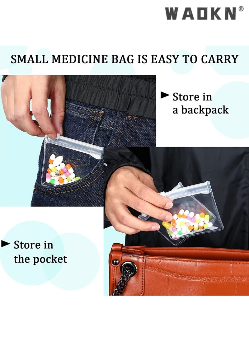 24 PCS Pill Pouch Bags Zippered Pill Pouch Set Reusable Pill Baggies Clear Plastic Pill Bags Self Sealing Travel Medicine Organizer Storage Pouches with Slide Lock for Pills and Small Items  (Clear)