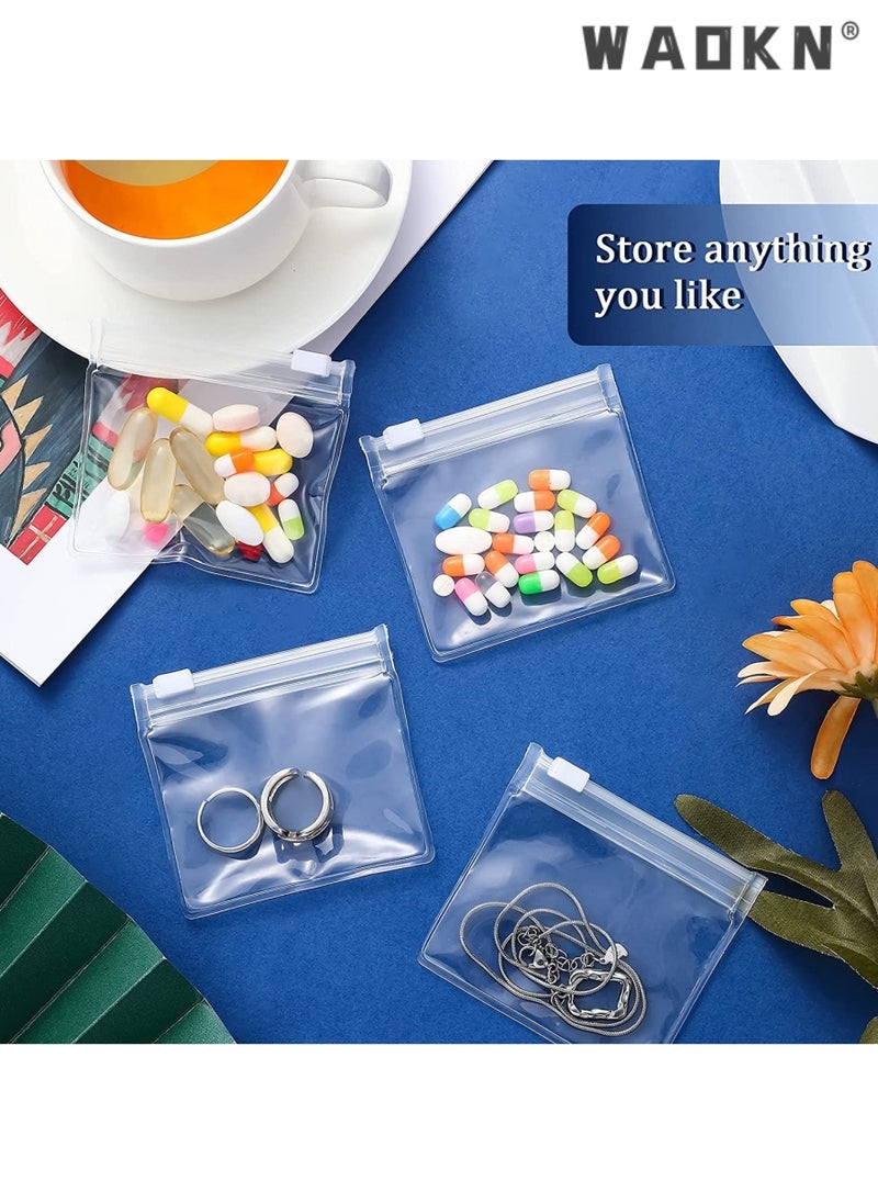 24 PCS Pill Pouch Bags Zippered Pill Pouch Set Reusable Pill Baggies Clear Plastic Pill Bags Self Sealing Travel Medicine Organizer Storage Pouches with Slide Lock for Pills and Small Items  (Clear)