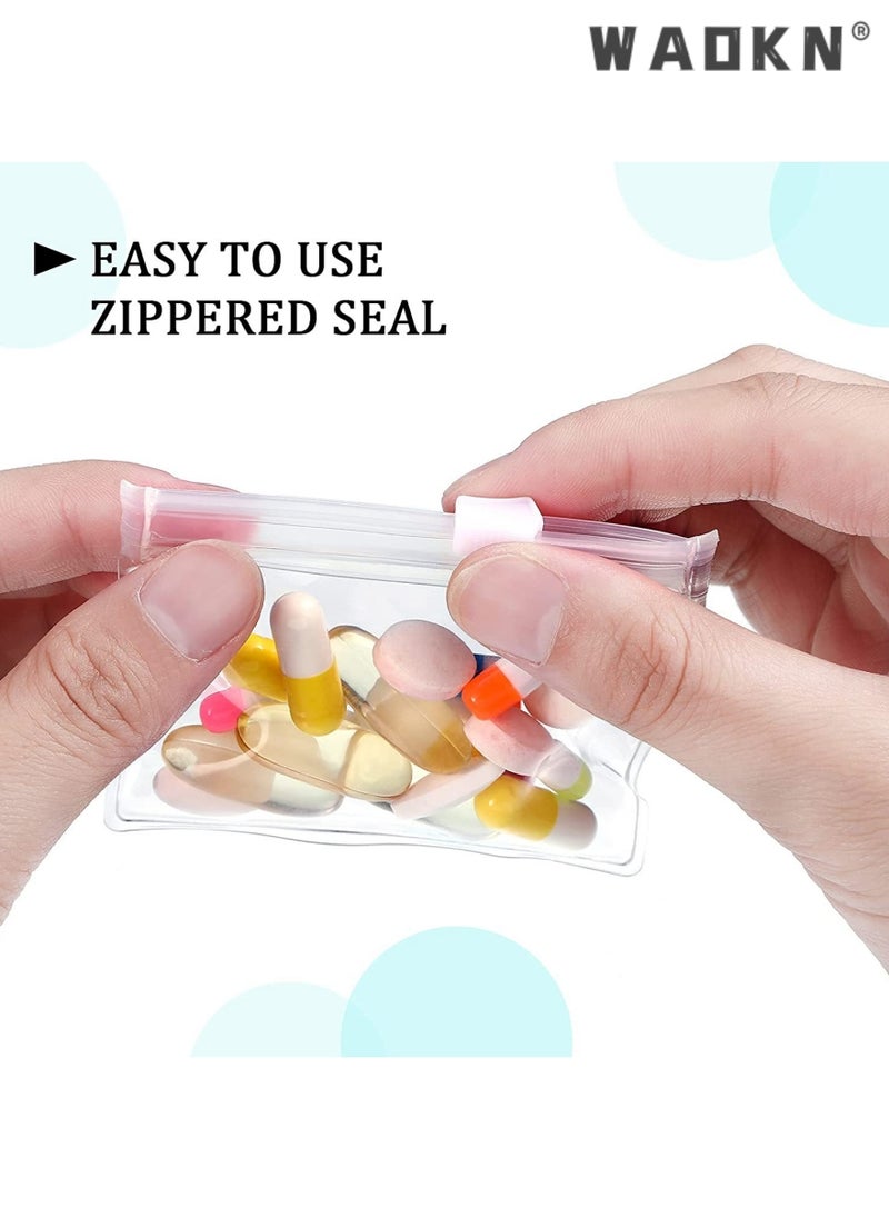 24 PCS Pill Pouch Bags Zippered Pill Pouch Set Reusable Pill Baggies Clear Plastic Pill Bags Self Sealing Travel Medicine Organizer Storage Pouches with Slide Lock for Pills and Small Items  (Clear)