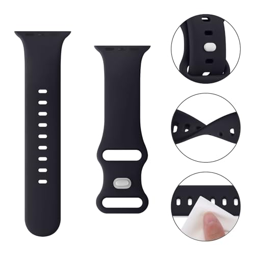 Mugust Sport Bands Compatible with Apple Watch Band 45mm 44mm 42mm, Soft Silicone Correa Wristband Replacement Strap Compatible for Apple Watch Ultra 2/Ultra SE/SE 2 iWatch Series 9 8 7 6 5 4 3 Women Men, - Image 2