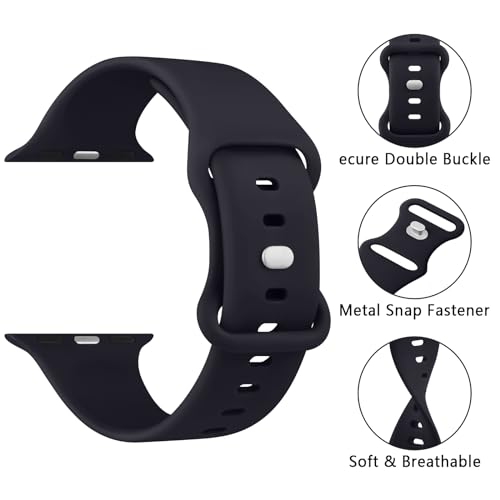 Mugust Sport Bands Compatible with Apple Watch Band 45mm 44mm 42mm, Soft Silicone Correa Wristband Replacement Strap Compatible for Apple Watch Ultra 2/Ultra SE/SE 2 iWatch Series 9 8 7 6 5 4 3 Women Men, - Image 4
