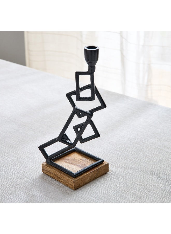 Home Box Certosa Metal Table Decor Accent with Wooden Base - 12x11x34 cm - Image 1
