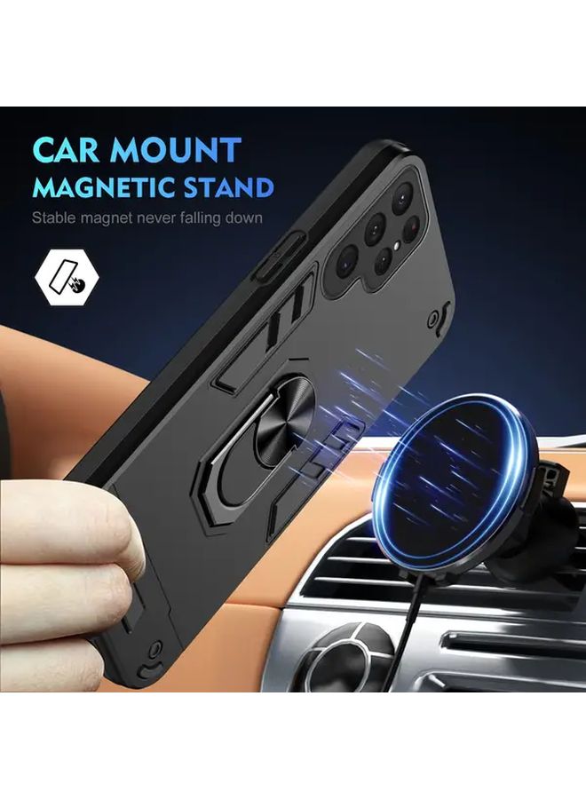 Black 2 In 1 PC TPU Magnetic Ring Stand Phone Case Compatible with Galaxy S24 FE - Image 4