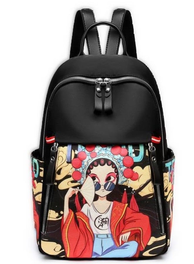JAISOM Stylish Anime Ethnic Printed Durable Water-Resistant Women's Backpack Korean College Bag for girls. Gift for Her… (Black) - Image 1