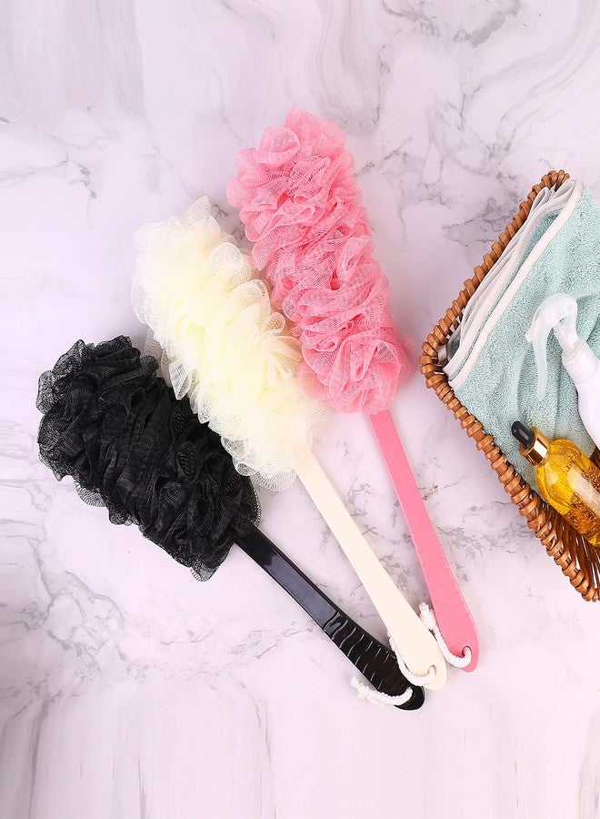 LZCNM Back Scrubber Brush Long Handle for Shower, Loofah On a Stick Sponge Back Brush, Body Exfoliator Scrubber Bath Brush for Men Women, Exfoliating Cleaning Back Scrubber (2 Pack-Black+Blue) - Image 4