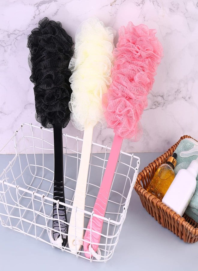 LZCNM Back Scrubber Brush Long Handle for Shower, Loofah On a Stick Sponge Back Brush, Body Exfoliator Scrubber Bath Brush for Men Women, Exfoliating Cleaning Back Scrubber (2 Pack-Black+Blue) - Image 3