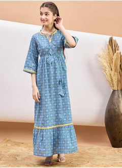 Stylo Bug All Over Print Tie-Up Neck A-Line Maxi Dress by Styli  - Image 1