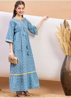 Stylo Bug All Over Print Tie-Up Neck A-Line Maxi Dress by Styli  - Image 2
