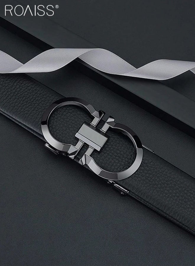 roaiss 2 Pcs Automatic Buckle Toothless Men's Belts, Casual Fashion Belts, Sliding Ratchet Belts, Adjustable Belt Buckle, Suitable for Men's Daily and Business Use, 120cm - Image 4