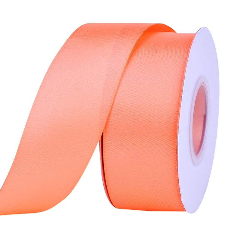 Ribest 112 inch 25 Yards Solid Double Face Satin Ribbon Per Roll for DIY Hair Accessories Scrapbooking Gift Packaging Party Decoration Wedding Flowers Peach