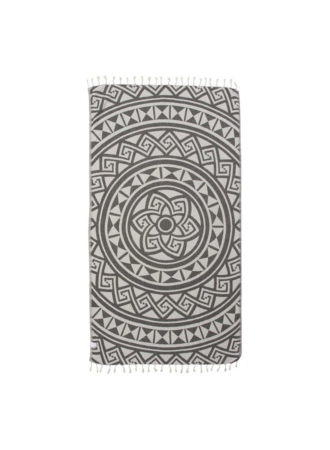 Sand Cloud Turkish Beach Towel - Sand Free - 100% Organic Turkish Cotton Yarn - Quick Dry Towel for Beach, Picnic Blanket or Throw - As Seen on Shark Tank - Mandala (Dark Grey) - Image 1