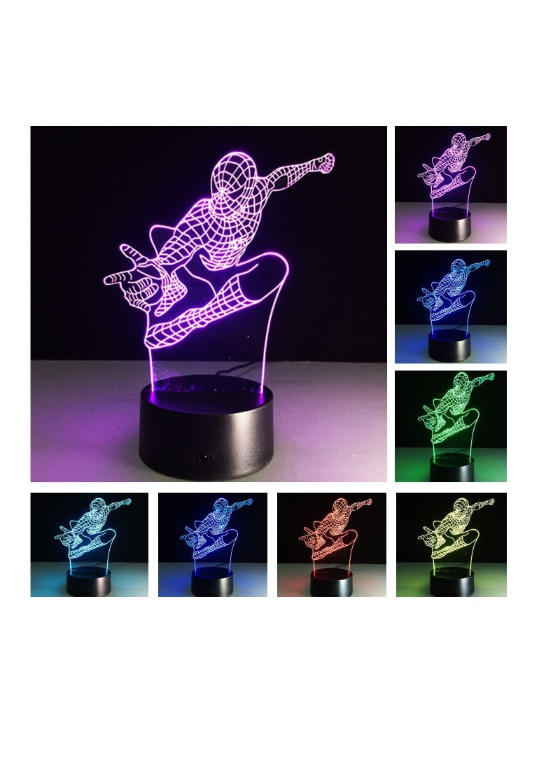 Y&D - 3D Night Lamp Optical Novelty Illusion Led Light Home Decoration Visual RGB Gradient Table Lamps for Kids (Spiderman) - Image 1