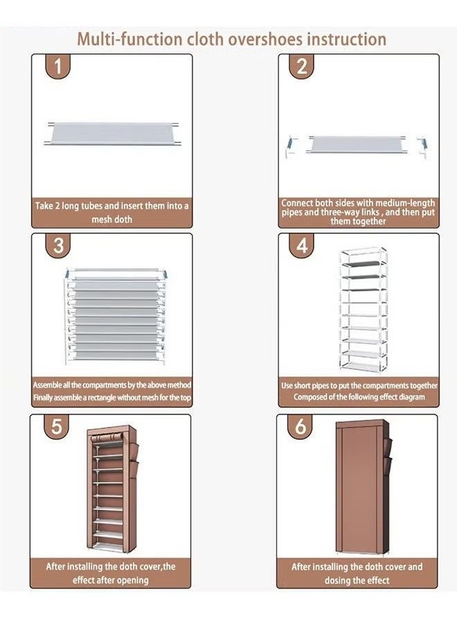 10-layer shoe rack, non-woven fabric cover shoe storage cabinet, corridor, doorway, living room shoe rack - Image 5